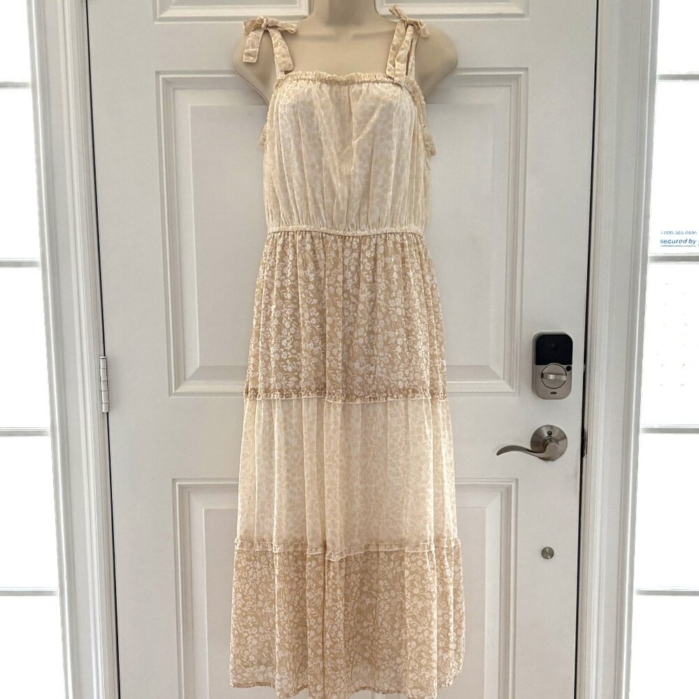 NWT Tan/White Floral Full Length Dress by Joyana